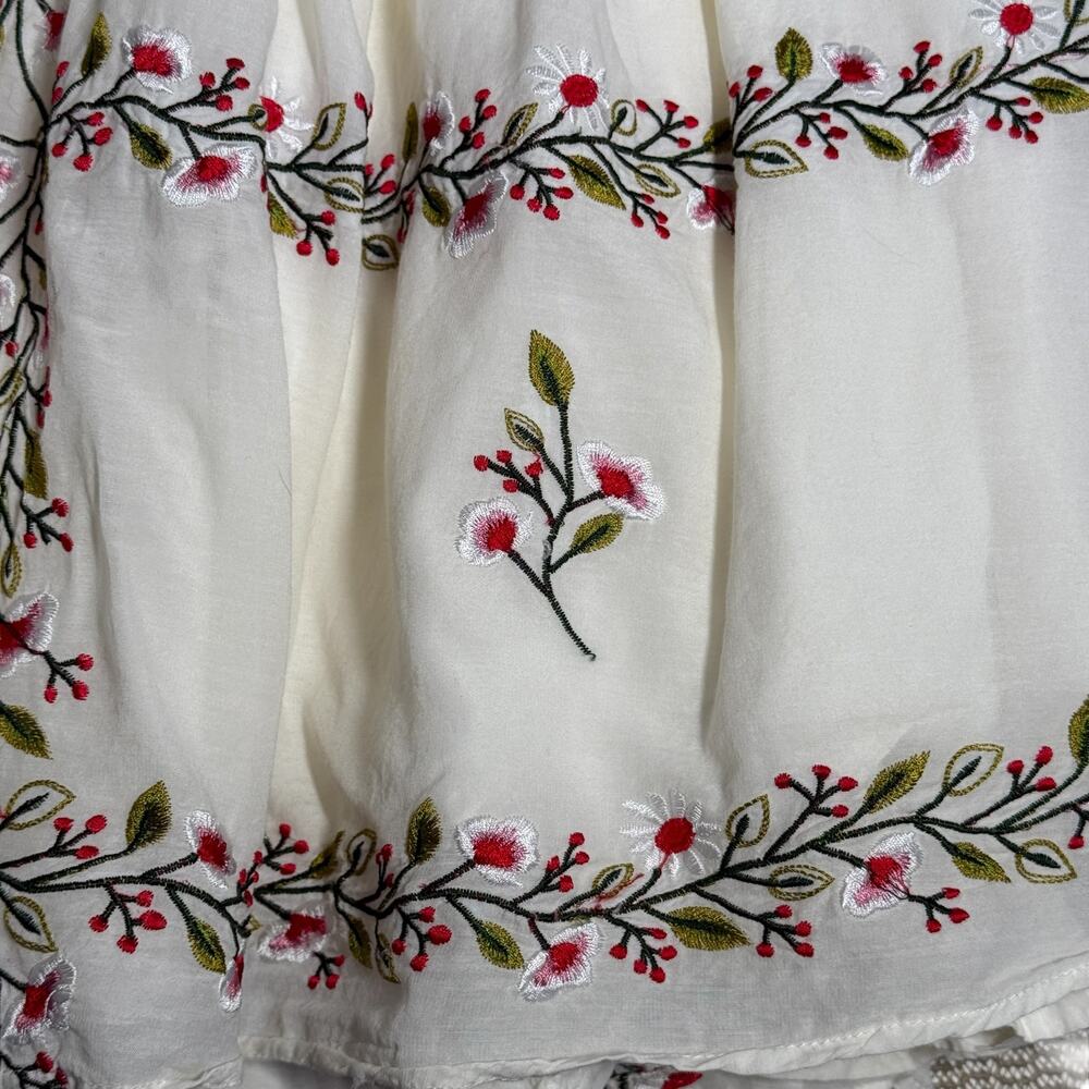 Samant Chauhan Cottage Boho Embroidered Babydoll Tiered Cami Mini Dress L Floral - Picture 9 of 14